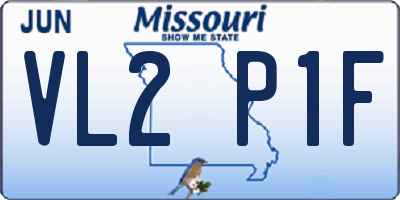 MO license plate VL2P1F