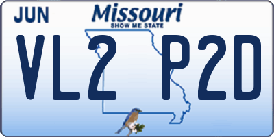 MO license plate VL2P2D