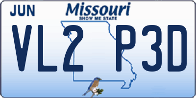 MO license plate VL2P3D