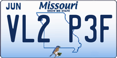 MO license plate VL2P3F