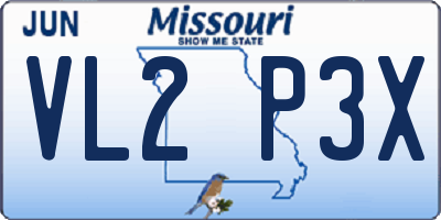 MO license plate VL2P3X