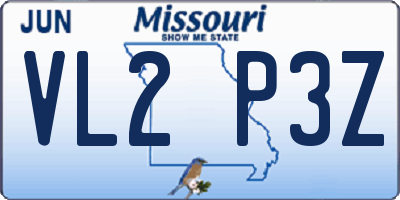 MO license plate VL2P3Z