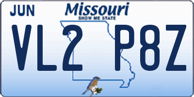 MO license plate VL2P8Z