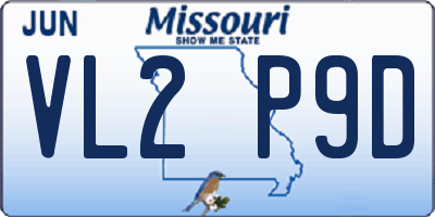 MO license plate VL2P9D