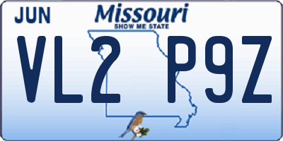 MO license plate VL2P9Z