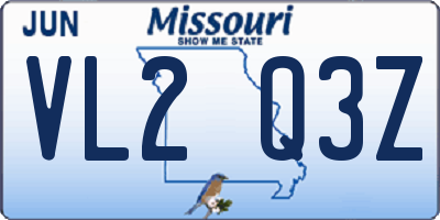 MO license plate VL2Q3Z