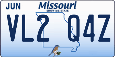 MO license plate VL2Q4Z