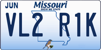 MO license plate VL2R1K