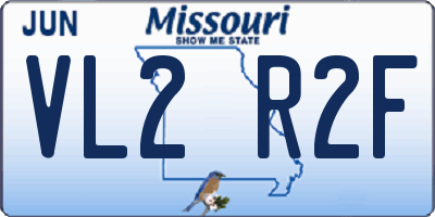 MO license plate VL2R2F