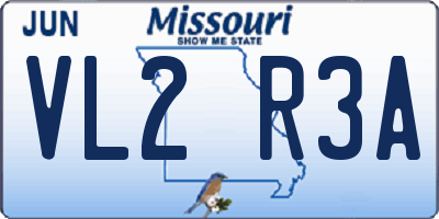 MO license plate VL2R3A