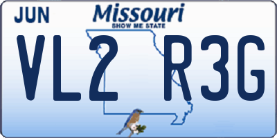 MO license plate VL2R3G