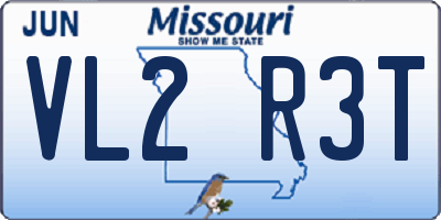 MO license plate VL2R3T