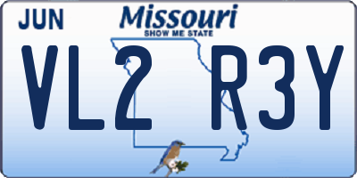 MO license plate VL2R3Y
