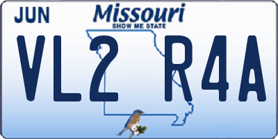 MO license plate VL2R4A