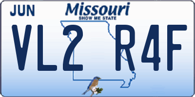 MO license plate VL2R4F