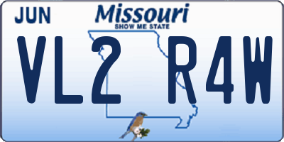 MO license plate VL2R4W
