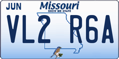 MO license plate VL2R6A