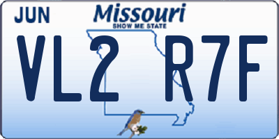 MO license plate VL2R7F