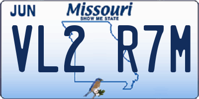 MO license plate VL2R7M