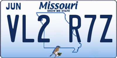 MO license plate VL2R7Z