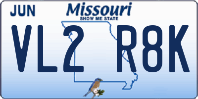 MO license plate VL2R8K