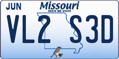 MO license plate VL2S3D