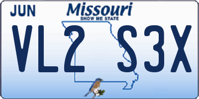MO license plate VL2S3X