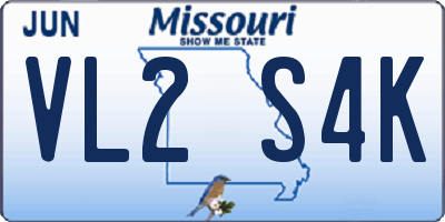 MO license plate VL2S4K