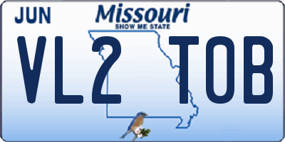 MO license plate VL2T0B