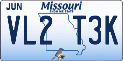 MO license plate VL2T3K