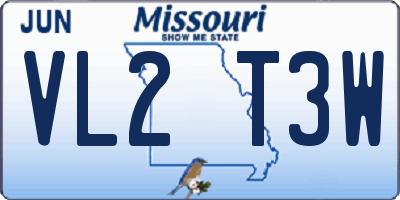 MO license plate VL2T3W