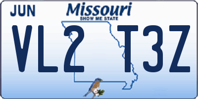 MO license plate VL2T3Z
