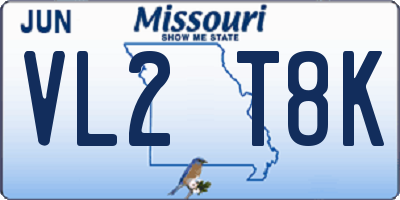 MO license plate VL2T8K
