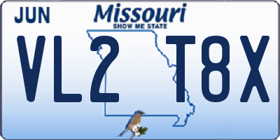 MO license plate VL2T8X