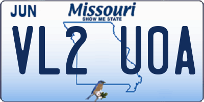 MO license plate VL2U0A