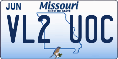 MO license plate VL2U0C