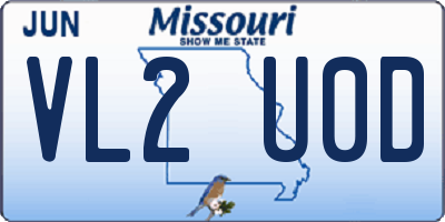 MO license plate VL2U0D