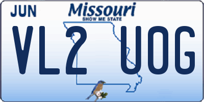 MO license plate VL2U0G