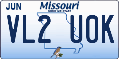 MO license plate VL2U0K