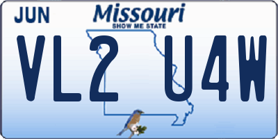 MO license plate VL2U4W