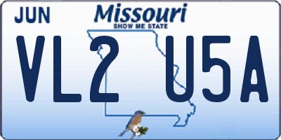 MO license plate VL2U5A
