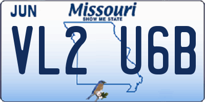 MO license plate VL2U6B
