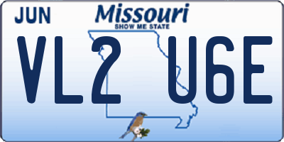 MO license plate VL2U6E