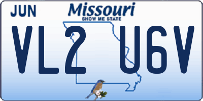 MO license plate VL2U6V