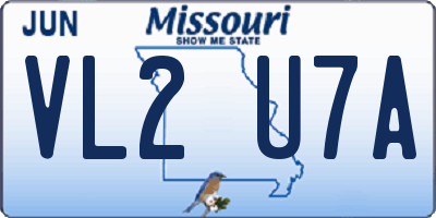 MO license plate VL2U7A
