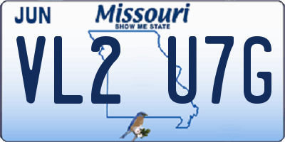 MO license plate VL2U7G