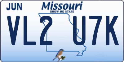 MO license plate VL2U7K