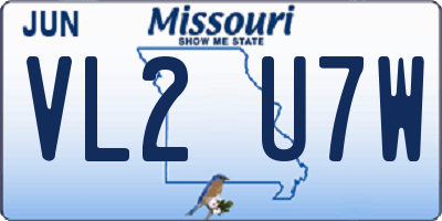 MO license plate VL2U7W