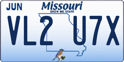 MO license plate VL2U7X