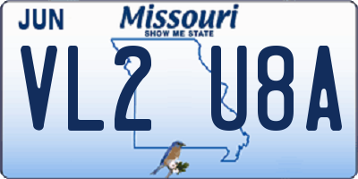 MO license plate VL2U8A